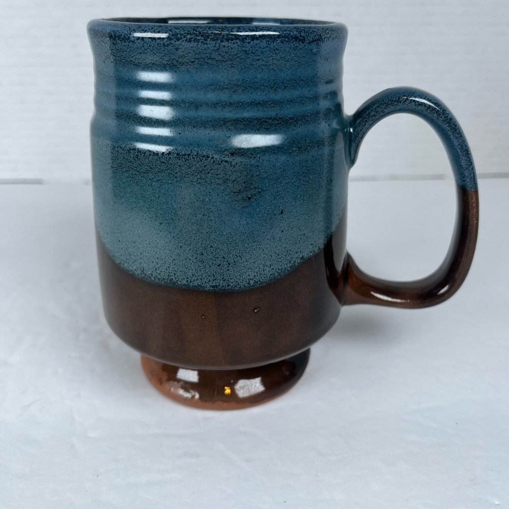 Blue And Brown Pacific Stoneware Mug USA Vintage 1968 Large Size (KT136)